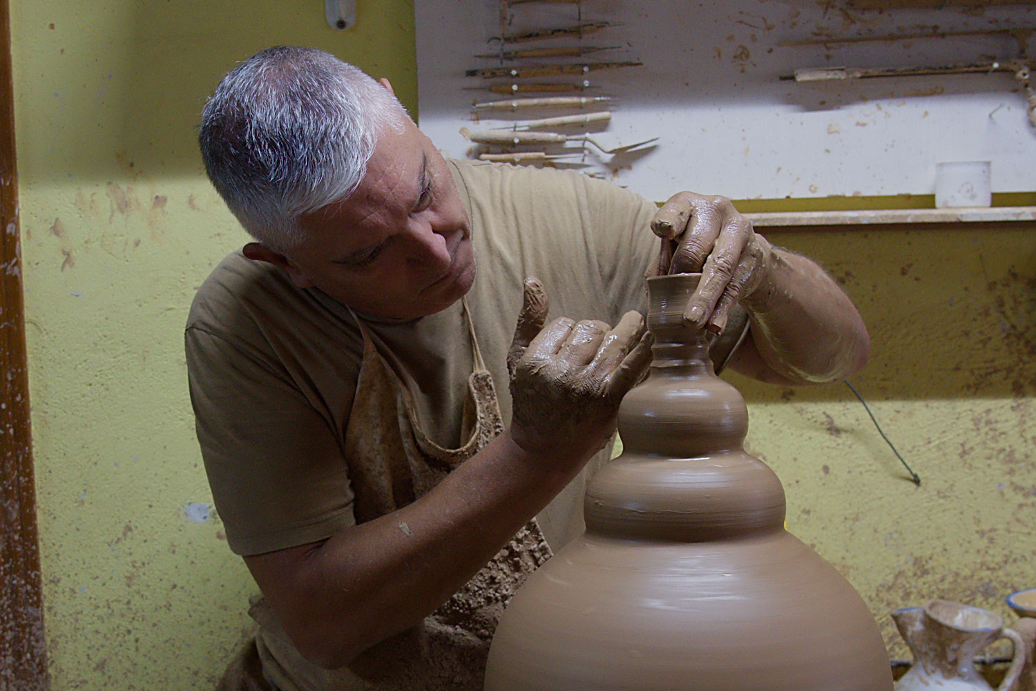 Juan Miguel Alía de Las Heras Join a pottery wheel workshop in El Puente del Arzobispo