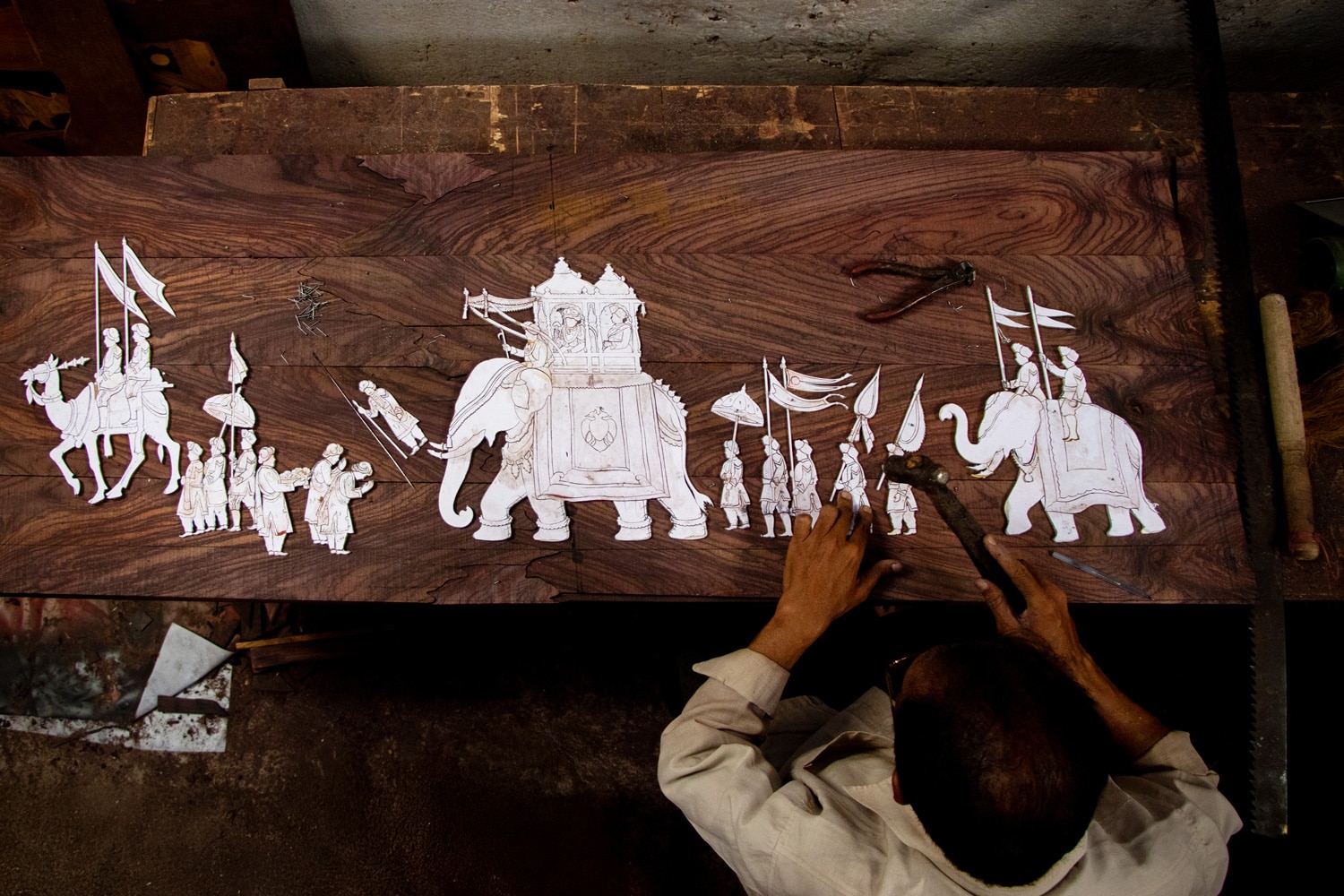 Wood marquetry maker Suresh Mohan