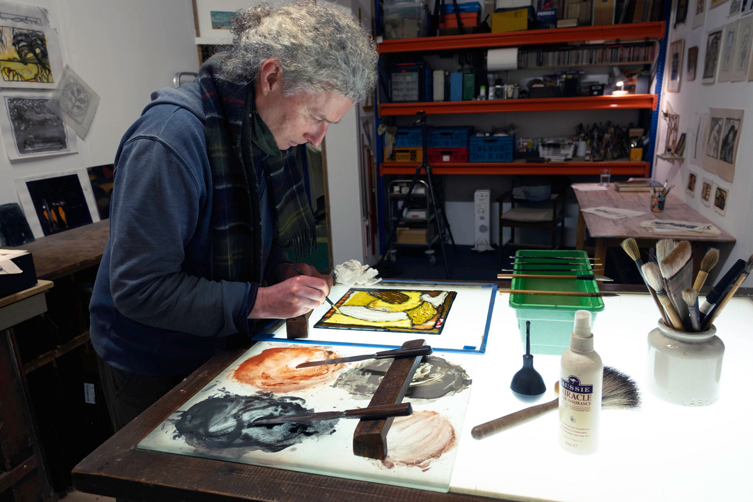 Peter Young Stained glass making