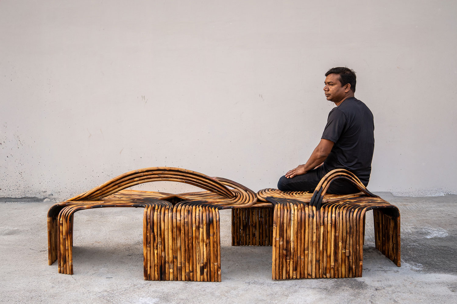 Wicker sculptor Ajay Gour
