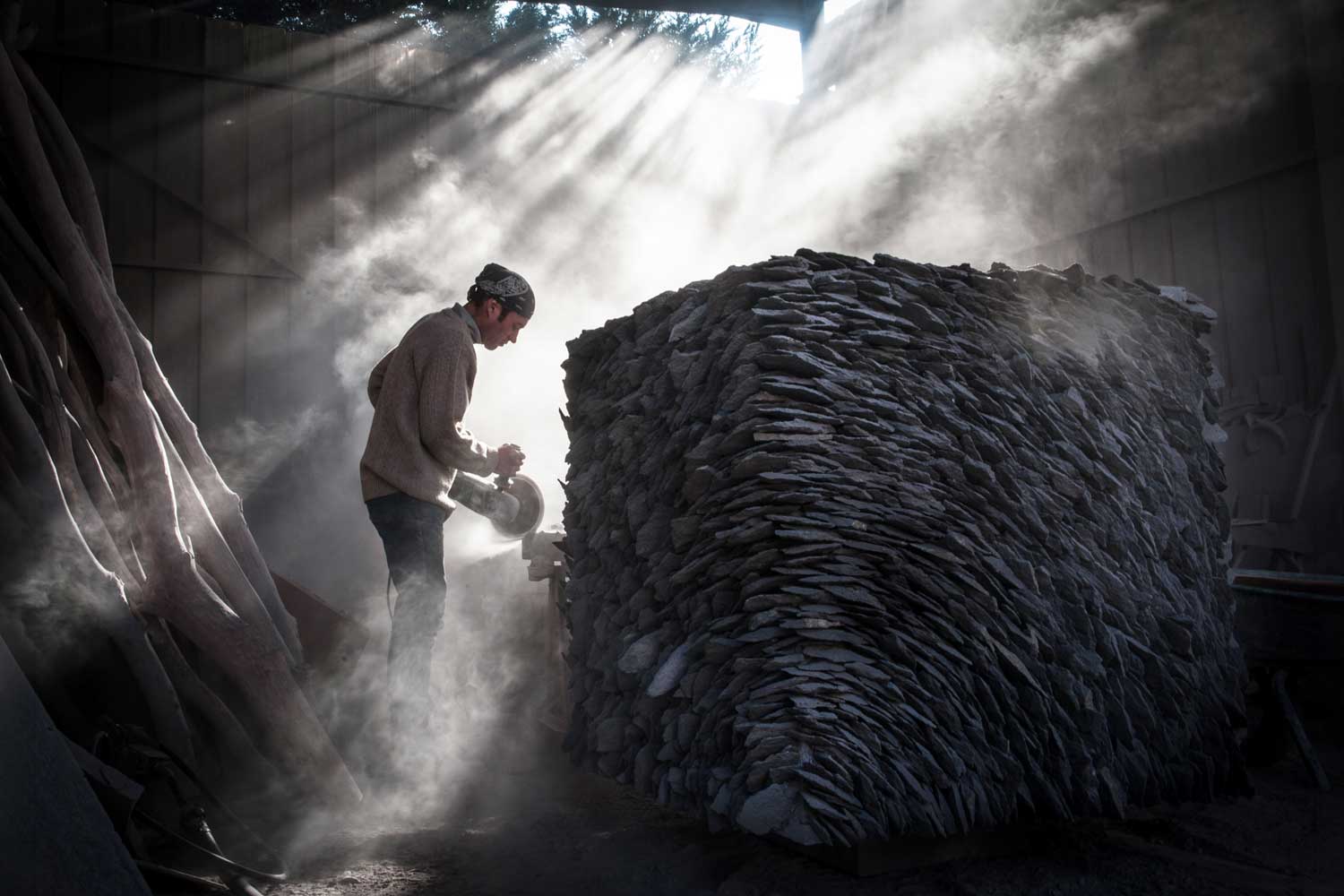 Stone sculptor Thierry Courtadon