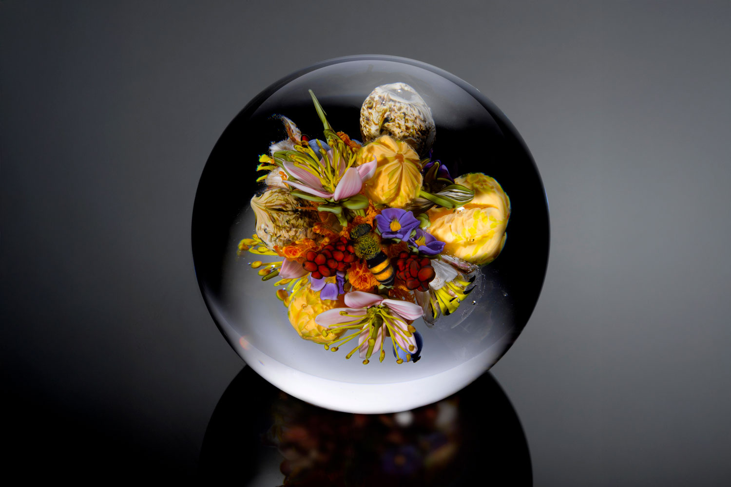 Paul Stankard Flower and fruit cluster