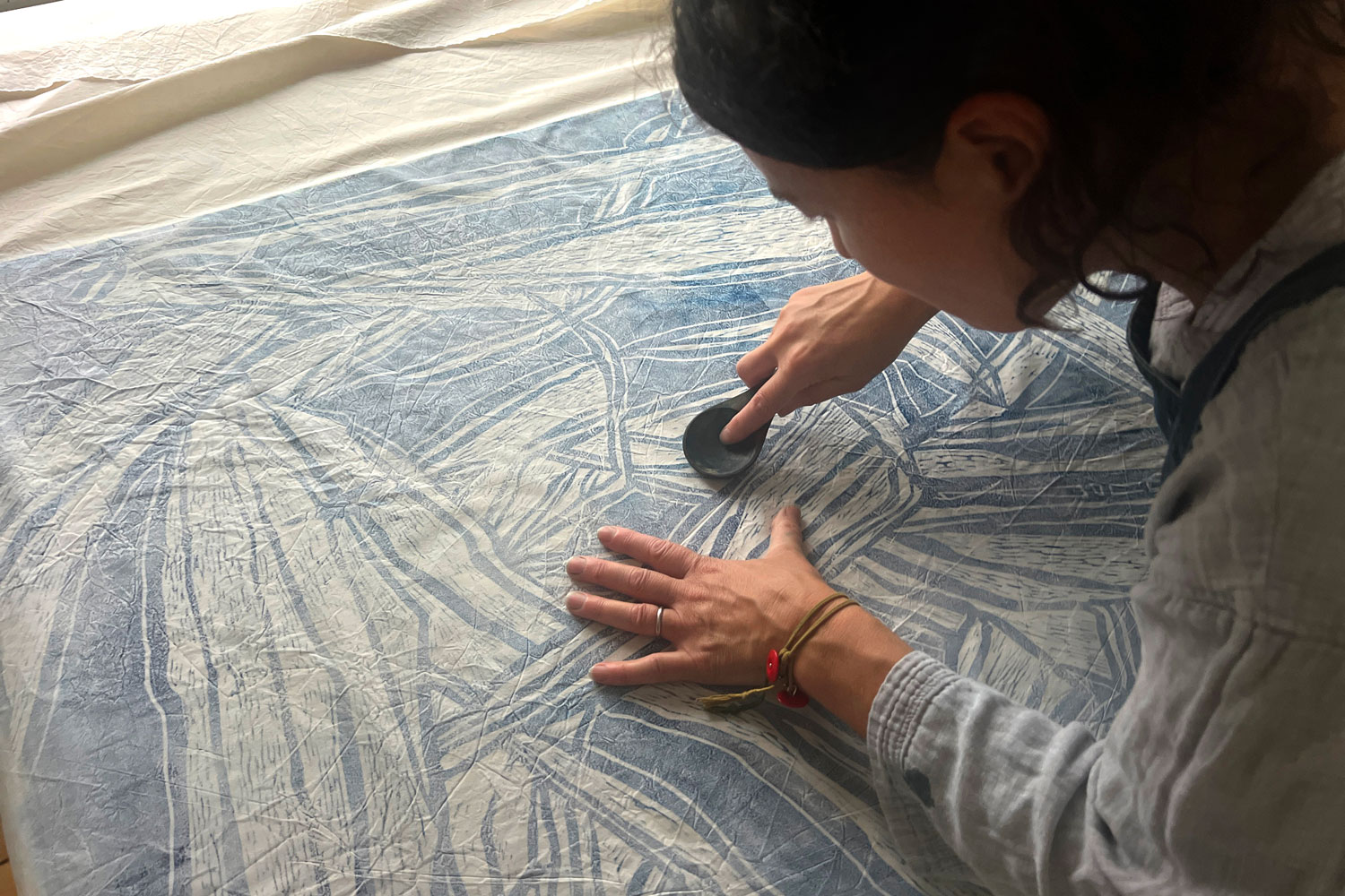 Katharine Gorham Linocut printmaking