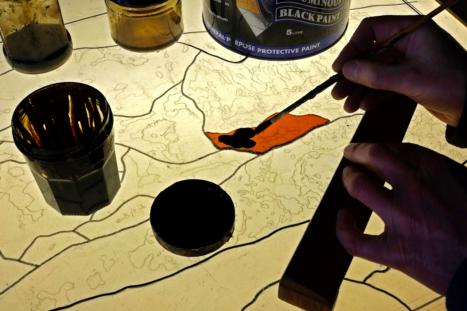 Peter Young Stained glass making