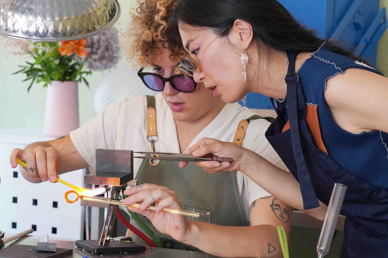 Xiaozhe Huang Murano glass lampworking workshop in Venice