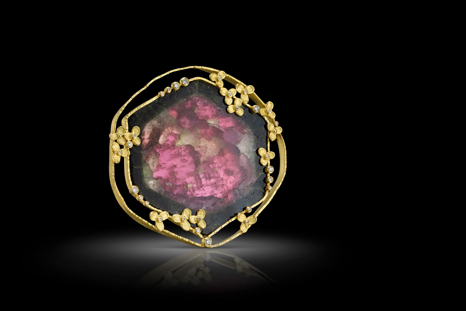Barbara Heinrich Watermelon tourmaline slice brooch