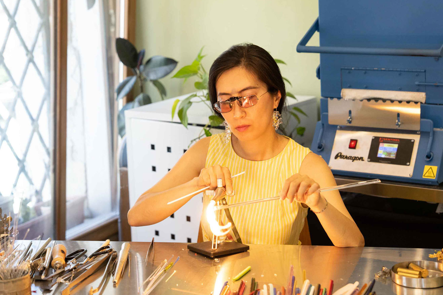 Xiaozhe Huang Murano glass lampworking workshop in Venice