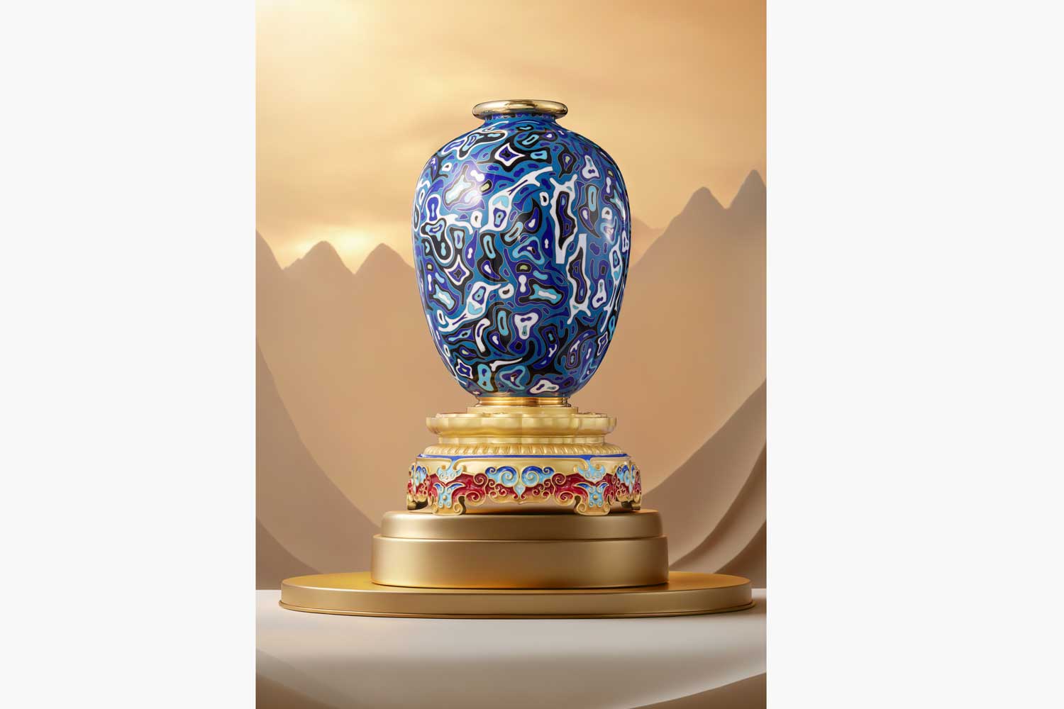 Bingren Zhu 朱炳仁 Origin of Blue and White, Rencai enamel edition