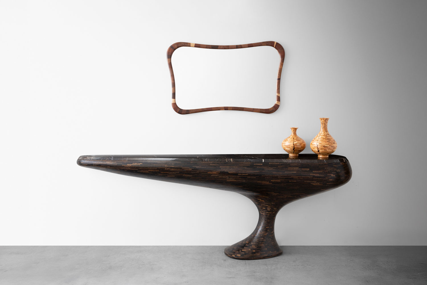 Richard Haining STACKED console, mirror and vessels