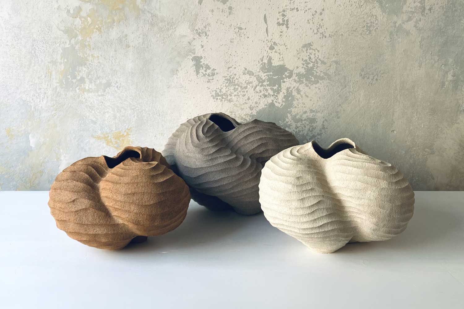 Sara Federici Red, grey and white cloud vases