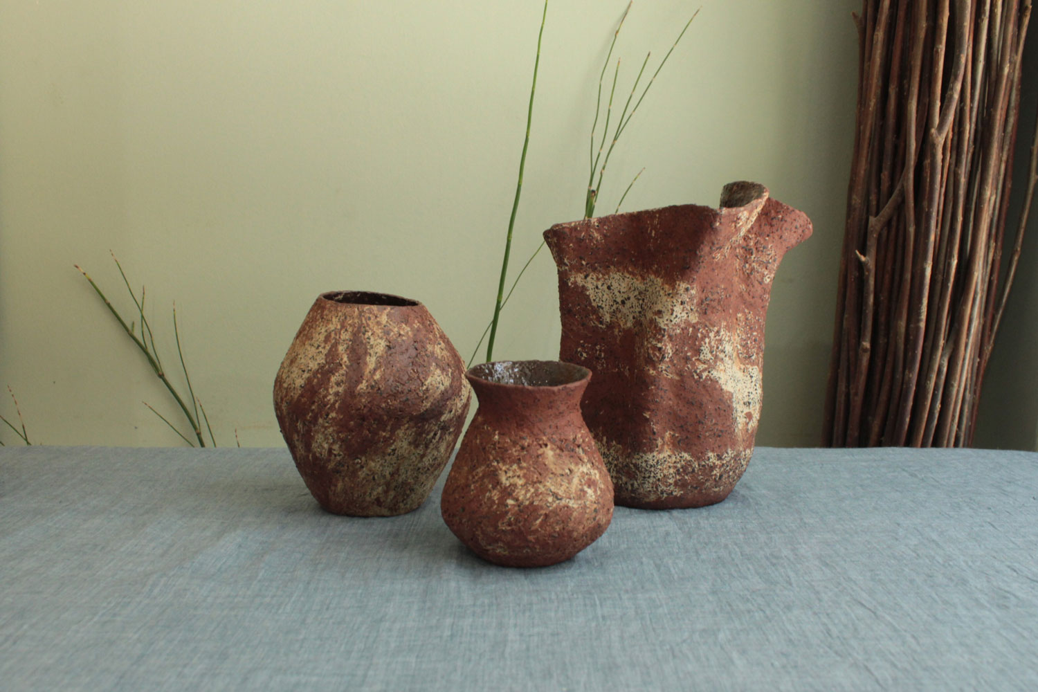 Eleni Palaiologou Red lava vases
