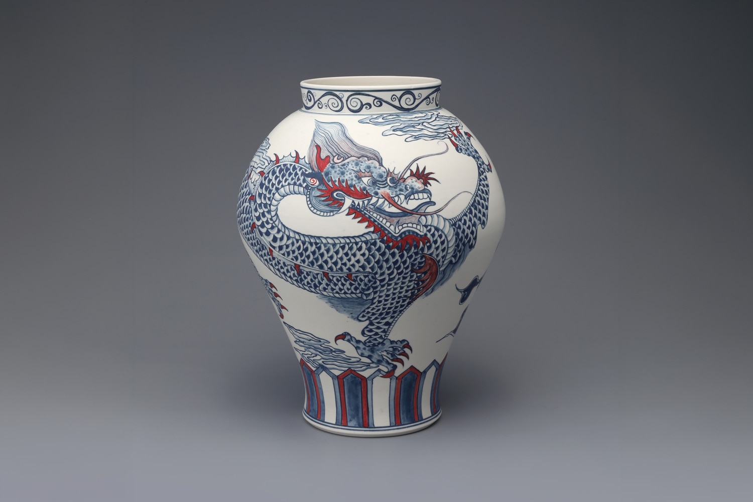 Jong Young Kim Blue-and-Red Dragon Jar