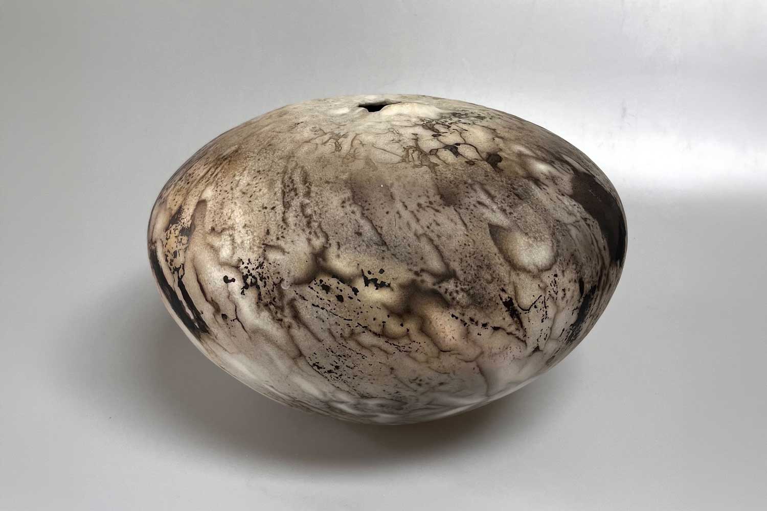 Moira Goodall Ochre stone smoke fired vessel