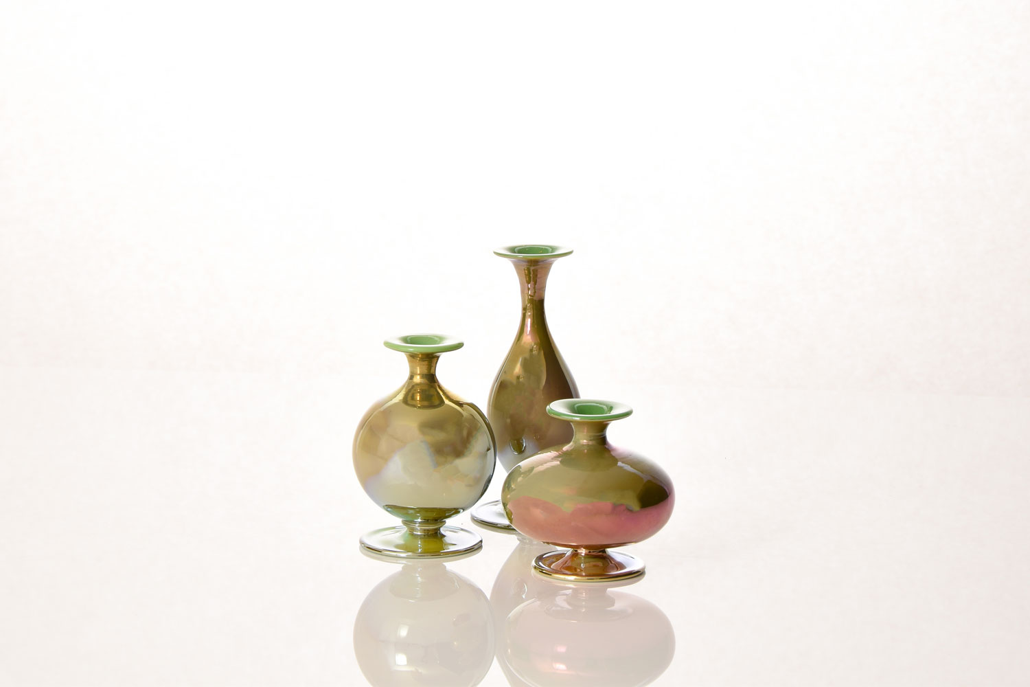 Charlie Larouche-Potvin Trio of miniature footed vases