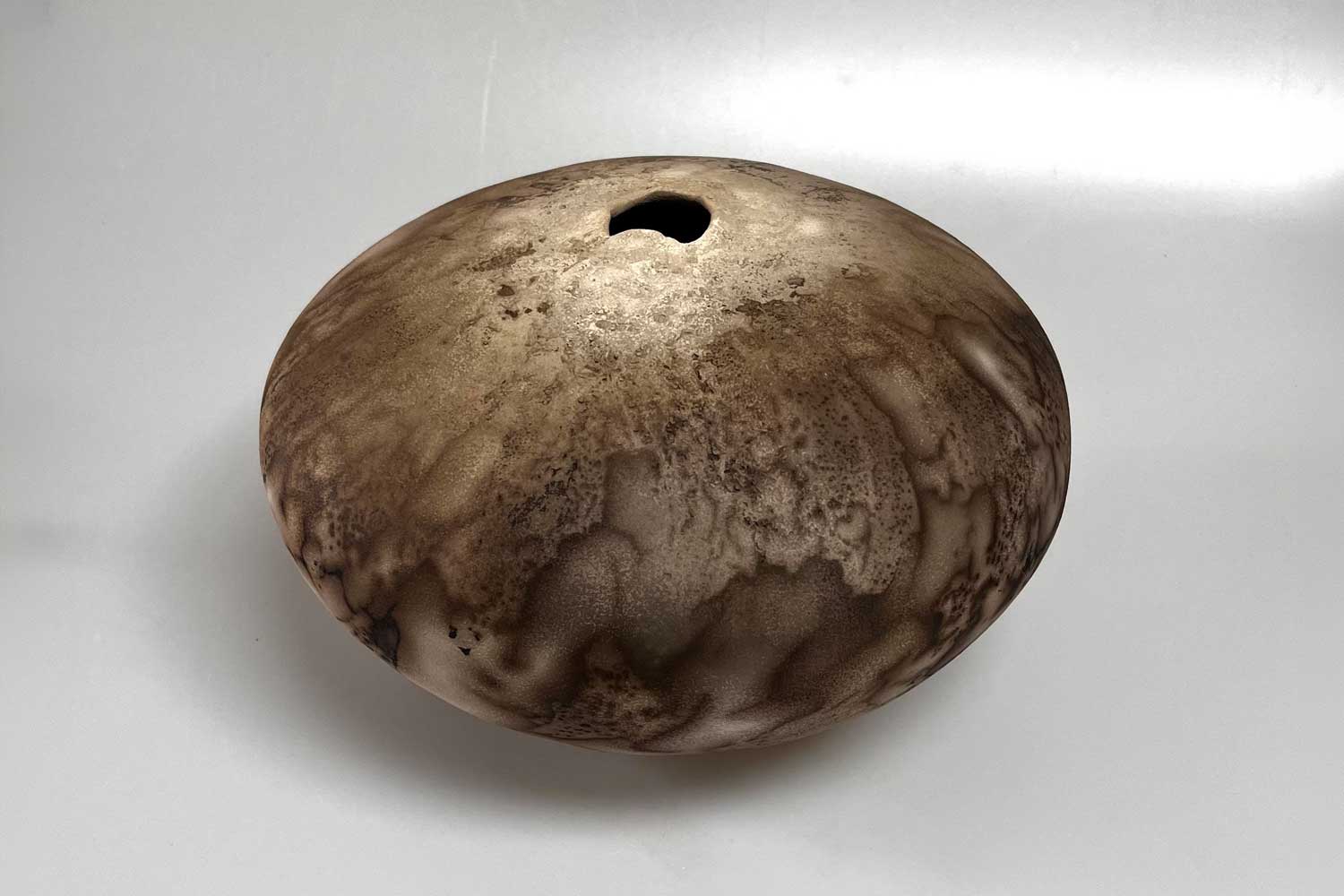 Moira Goodall Brown textured smoke fired vessel